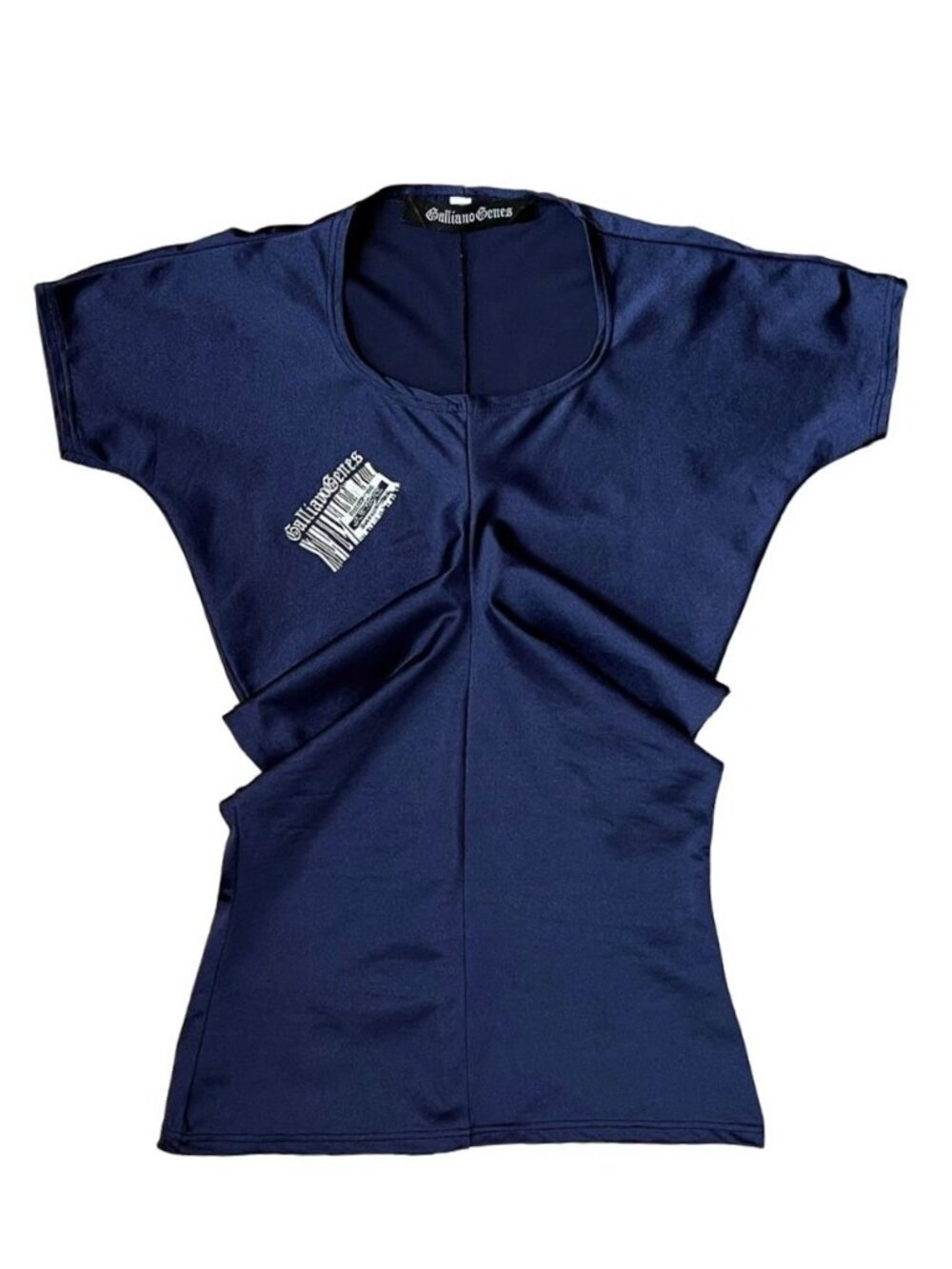VINTAGE JOHN GALLIANO GENES BLUE STRETCHY LYCRA TOP MEDIUM RARE